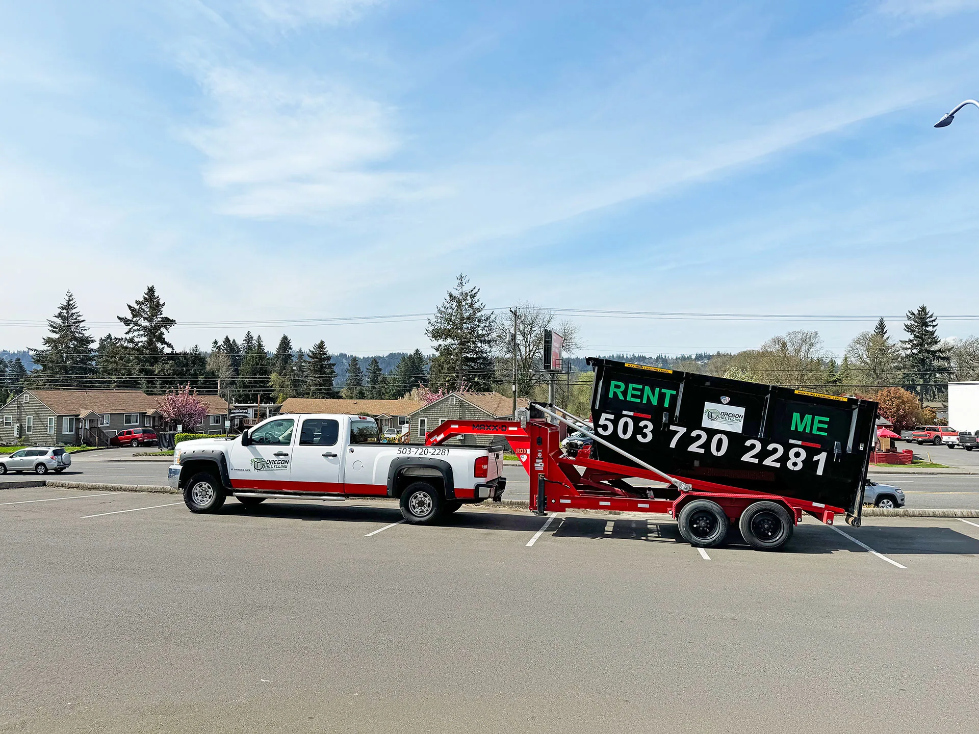 Oregon Recycling truck and dumpster trailer